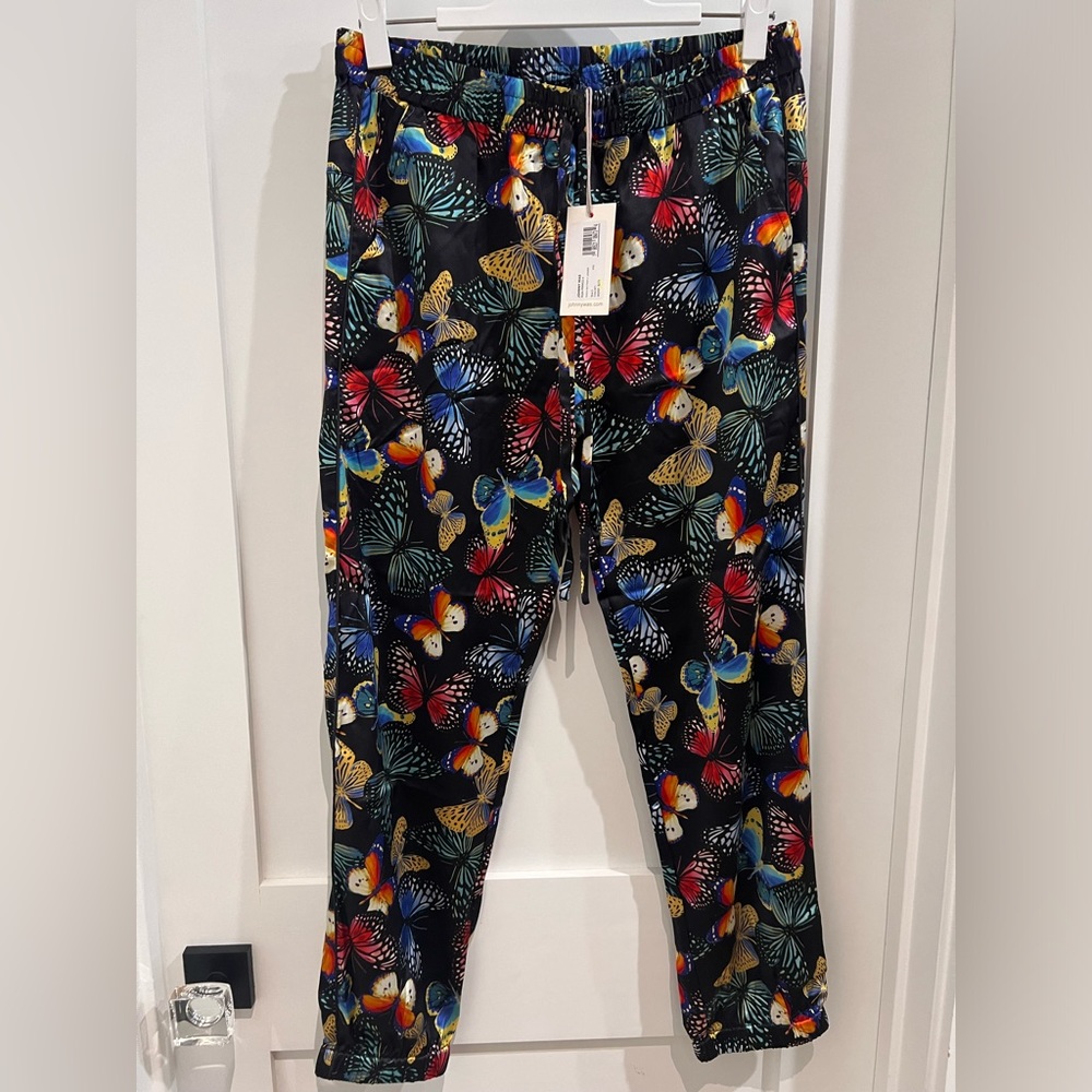 Johnny Was Silk Panya Butterfly Joggers NWT Size Small